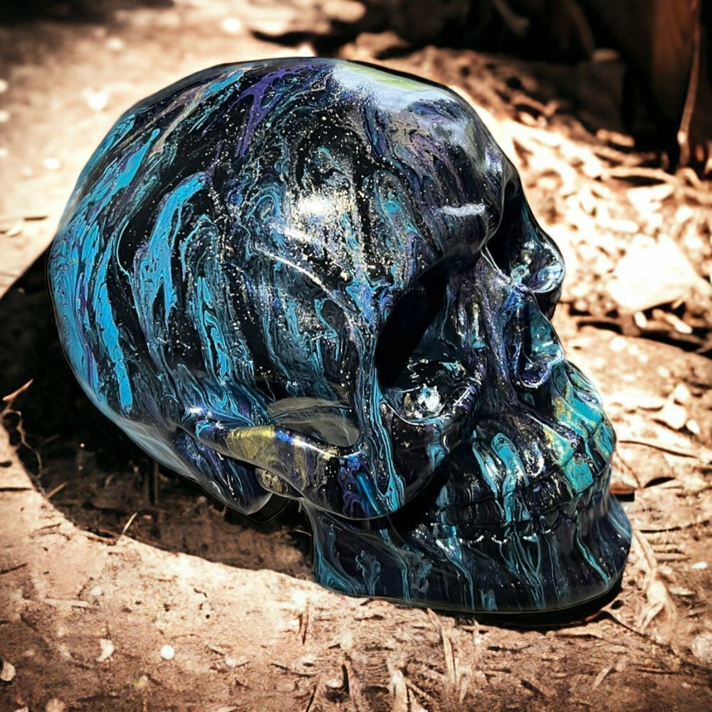 Hand-Painted One of A Kind Life Size Adult Human Skull - Picture 6 of 10